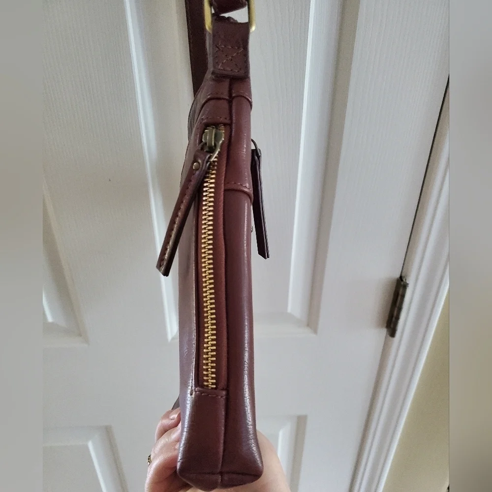 Assots London 'CORI' VT Real Leather Crossbody Bag In Brown Pollished